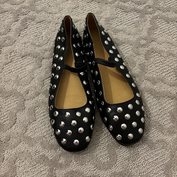 Madewell The Greta Ballet Flat True Black Multi Studded Mary Jane Flat 9 Classic - Picture 5 of 8